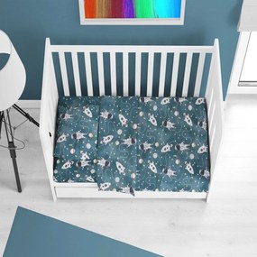Σεντόνια Βρεφικά Galaxy Travel 91 (Σετ 3τμχ) Petrol DimCol Κούνιας 100% Cotton Flannel