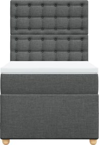 vidaXL Κρεβάτι Boxspring με Στρώμα Σκούρο Γκρι 90x200 εκ. Υφασμάτινο