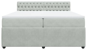 vidaXL Κρεβάτι Boxspring με Στρώμα Ανοιχτό Γκρι 200x200 εκ. Βελούδινο