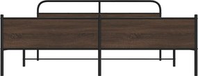 vidaXL Σκελετός Κρεβ. Χωρίς Στρώμα Καφέ Δρυς 193x203 εκ. Μεταλλικό