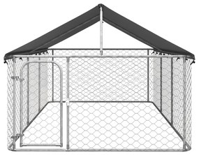 Κλουβί Σκύλου Εξωτερικού Χώρου 400 x 200 x 150 εκ. με Στέγαστρο - Ασήμι