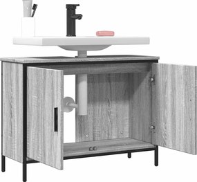 vidaXL Ντουλάπι Νιπτήρα Μπάνιου Γκρι Sonoma 80x30x60 εκ. Επεξ. Ξύλο