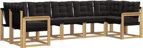 vidaXL Σειρά Καναπέ Εξωτερικού με μαξιλάρι 7 pcs Λευκό και Μαύρο