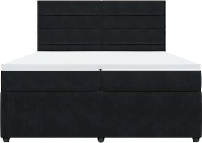 vidaXL Κρεβάτι Boxspring με Στρώμα Μαύρο 200x200 εκ. Βελούδινο