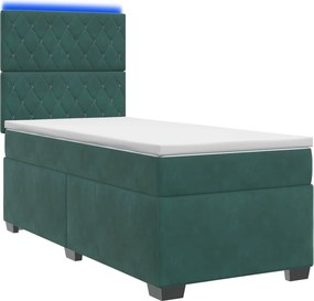 vidaXL Κρεβάτι box spring με στρώμα Σκούρο Πράσινο 100 x 200 cm