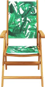 vidaXL Καρέκλες Κήπου 2 τεμ. Σχέδιο Φύλλων Μασίφ Ακακία &amp; Ύφασμα