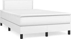 vidaXL Κρεβάτι Boxspring με Στρώμα Λευκό 120x200εκ.από Συνθετικό Δέρμα