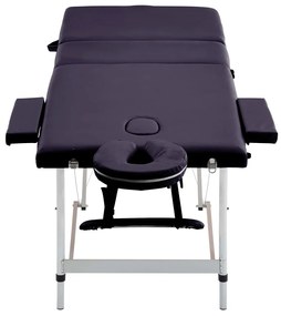 vidaXL Κρεβάτι Μασάζ Πτυσσόμενο 3 Θέσεων Μοβ από Αλουμίνιο