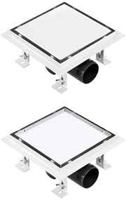 vidaXL Σιφόνι 2 σε 1 Επίπεδο/Ένθετο Πλακιδίου 18x18 εκ. Ανοξ. Ατσάλι