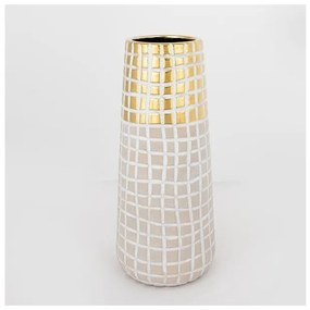Βάζο Κεραμικό Μπεζ & Χρυσό 14x14x32cm 752-20134 Estheti-752-20134-Χρυσό 752-20134