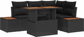 vidaXL Σετ Καναπέ Κήπου με αποθήκευση 5 pcs Μαύρο Πολυ ράταν