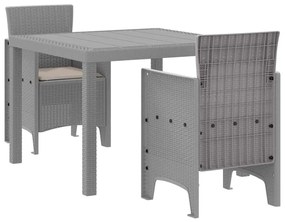vidaXL Σέτ φαγητού για κήπο 3 pcs Ανοιχτό γκρι Rattan Polt