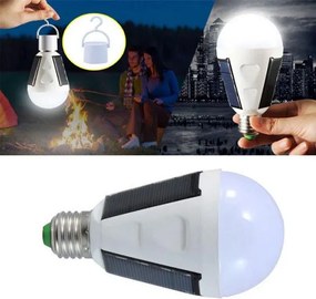 Ηλιακή λάμπα LED E27 ισχύος 7W 6500k λευκό ψυχρό φως 450lm στεγανή IP65 με ηλιακά πάνελ και μπαταρία