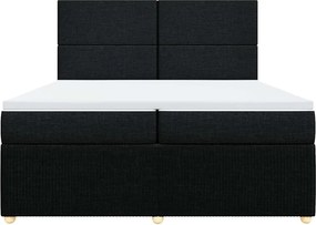 vidaXL Κρεβάτι Boxspring με Στρώμα Μαύρο 200x200 εκ. Υφασμάτινο