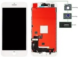 TIANMA High Copy LCD iPhone 8 Plus, Camera-Sensor ring, ear mesh, White