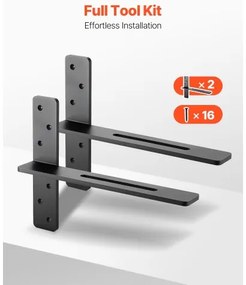 VEVOR 2 Pcs Shelf Brackets 16 inch / 406.4 mm Heavy Duty Floating Shelf Brackets