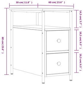 Κομοδίνο Μαύρο 30 x 60 x 60 εκ. από Επεξεργασμένο Ξύλο - Μαύρο