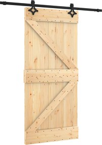 vidaXL Συρόμενη Πόρτα Φυσικό και Μαύρο 95 x 210 cm