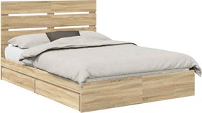 vidaXL Κρεβάτι Αποθήκης Δρύς Sonoma 160 x 200 cm Επεξεργασμένο ξύλο