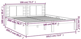 vidaXL Πλαίσιο Κρεβατιού Λευκό 180 x 200 εκ. Μασίφ Ξύλο Super King