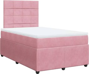 vidaXL Κρεβάτι Boxspring με Στρώμα Ροζ 120x200 εκ. Βελούδινο