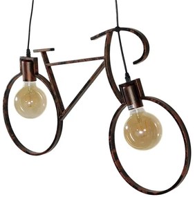 GloboStar BIKE 00868 Vintage Κρεμαστό Φωτιστικό Οροφής Δίφωτο 2 x E27 Καφέ Σκουριά Μεταλλικό Μ67 x Π1.5 x Υ41cm - 00868