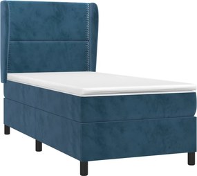 vidaXL Κρεβάτι Boxspring με Στρώμα Σκούρο Μπλε 80 x 200 εκ. Βελούδινο