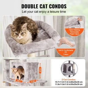 VEVOR Cat Tree 68.5&quot; Cat Tower with Cat Condos Sisal Scratching Post Light Grey