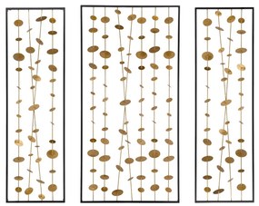Artekko Wall Art Διακοσμητικό Τοίχου Μεταλλικό Μαύρο Χρυσό (59.7x7.6x116.8)cm Σετ/3 Artekko 82283-DS