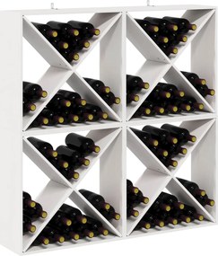 vidaXL Ράφι Κρασιού 4 pcs Λευκό 62 x 25 x 62 cm Στερεά ξυλεία πεύκου