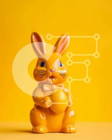 Intra Συλλεκτικό Ξύλινο Παζλ Plywood 4mm - Ειδώλιο λαγουδάκι του Πάσχα με πορτοκαλί αυγό Σε Ξύλινο Κουτί - Διαστάσεις Puzzle: 10x10 cm – 25 κομμάτια