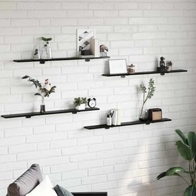 vidaXL Ράφι Βιβλίων 4 pcs Μαύρο 100 x 10 x 1,5 cm Επεξεργασμένο ξύλο