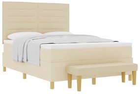 vidaXL Κρεβάτι με Ράουλο με Στρώμα & Πάγκο Κρεμ 140x200 εκ. Ύφασμα