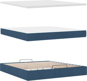 VidaXL Οθωμανικό κρεβάτι με στρώματα μπλε 200x200cm ύφασμα