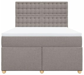 vidaXL Κρεβάτι Boxspring με Στρώμα Taupe 140x200 εκ. Υφασμάτινο