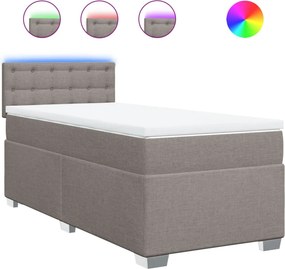 vidaXL Κρεβάτι Boxspring με Στρώμα Taupe 100 x 200 εκ. Υφασμάτινο