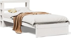 vidaXL Πλαίσιο Κρεβατιού Κεφαλάρι Λευκό 75x190εκ. Μασίφ Πεύκο