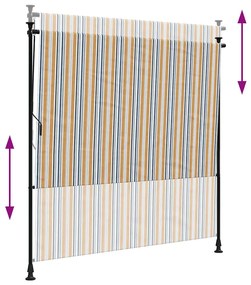 vidaXL Στόρι Ρόλερ Εξ. Χώρου Κίτρινο/Λευκό 150x270 εκ. Ύφασμα/Ατσάλι
