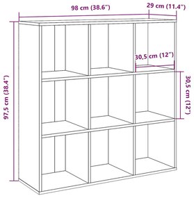 Βιβλιοθήκη Παλιό Ξύλο 98 x 29 x 97,5 εκ. - Καφέ