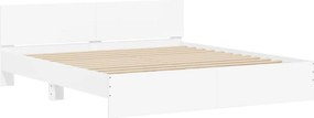 vidaXL Πλαίσιο Κρεβατιού με Κεφαλάρι/LED Λευκό 200 x 200 εκ.