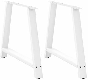 vidaXL Πόδια Τραπεζαρίας σε Σχήμα Α, 2 τεμ. Λευκά 90x(72-73) εκ. Ατσάλι