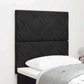 vidaXL LED Κεφαλάρι σε σχέδιο διαμαντιών, μαύρο, 80 εκ, βελούδο