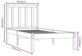 Πλαίσιο Κρεβατιού 75x190 εκ. Μασίφ Ξύλο Πεύκου Small Single - Καφέ