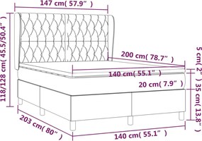 vidaXL Κρεβάτι Boxspring με Στρώμα Κρεμ 140x200 εκ. Υφασμάτινο