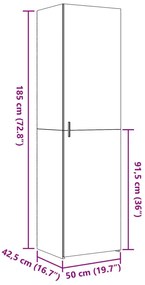 Ντουλάπι Καπνιστή Δρυς 50x42,5x185 εκ. από Επεξεργασμένο Ξύλο - Καφέ