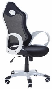 Καρέκλα γραφείου Berwyn 253, Μαύρο, Άσπρο, 109x67x67cm, 14 kg, Με ρόδες, Με μπράτσα, Μηχανισμός καρέκλας: Κλίση | Epipla1.gr