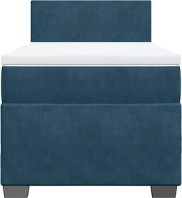 vidaXL Κρεβάτι Boxspring με Στρώμα Σκούρο Μπλε 80 x 200 εκ. Βελούδινο
