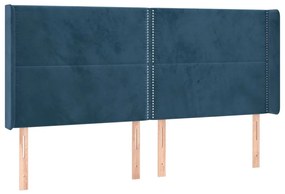 Κεφαλάρι Κρεβατιού LED Σκούρο Μπλε 203x16x118/128 εκ. Βελούδινο 3123978