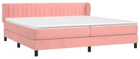Κρεβάτι Boxspring με Στρώμα Ροζ 200x200 εκ. Βελούδινο - Ροζ