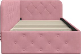 vidaXL Κρεβάτι Γωνίας Ροζ 90 x 190 cm Βελούδο